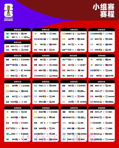 2026世界杯每日赛程详细安排实时赛程免费观看